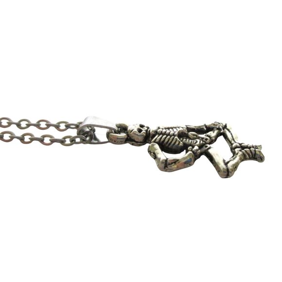 Skeleton Pendant Necklace With 18" Stainless Chain Unisex Gothic Jewelry Gift - Picture 4 of 6